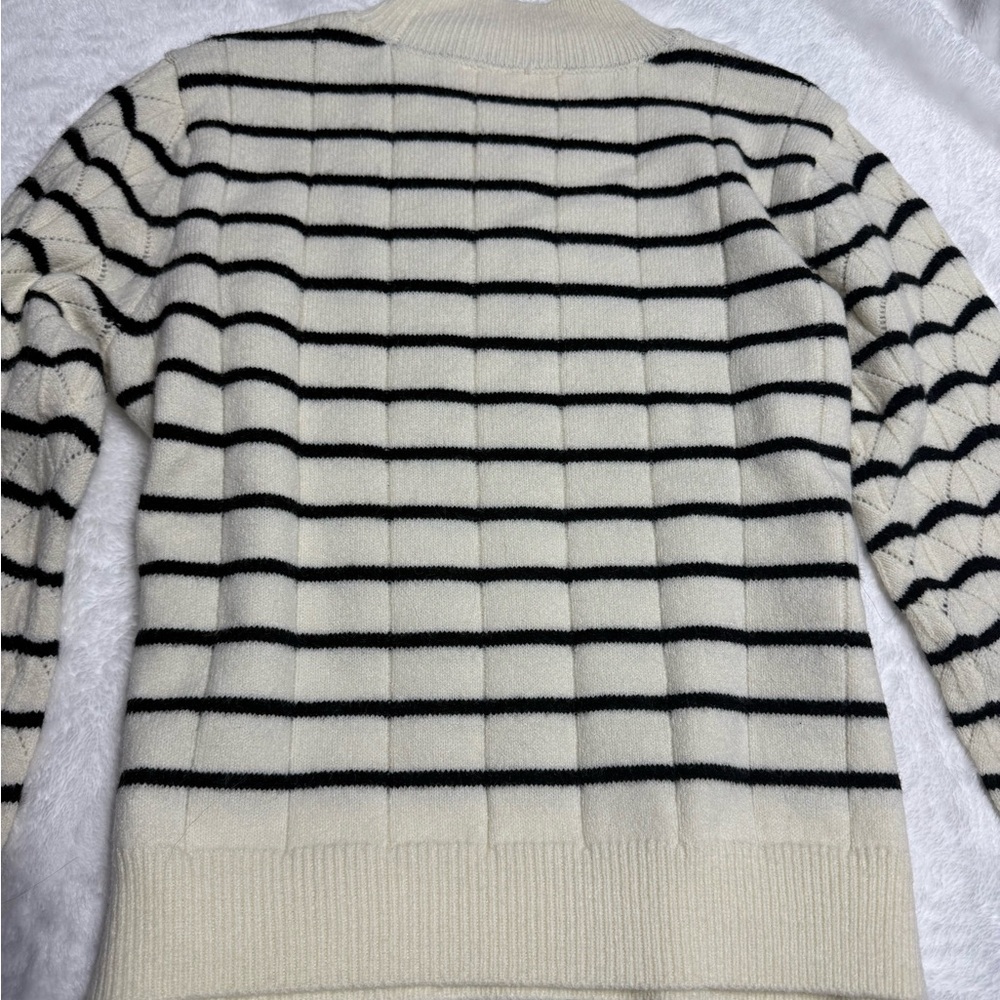 Cyrus Women's Turtleneck Sweater - Black and Cream Stripes